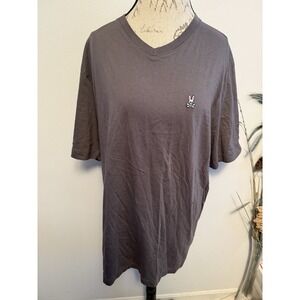 Psycho Bunny Shirt Mens XL Tall Gray V Neck Short Sleeve Casual Lightweight